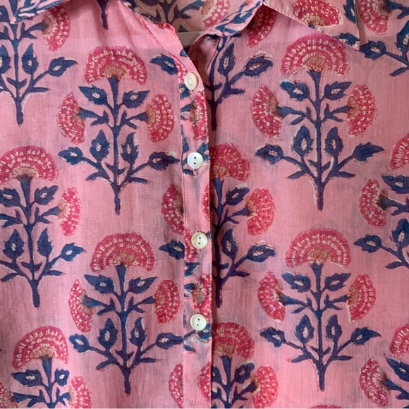 Oliphant Womens Long collar long sleeve sconset pink printed tunic S NWT - Picture 7 of 11